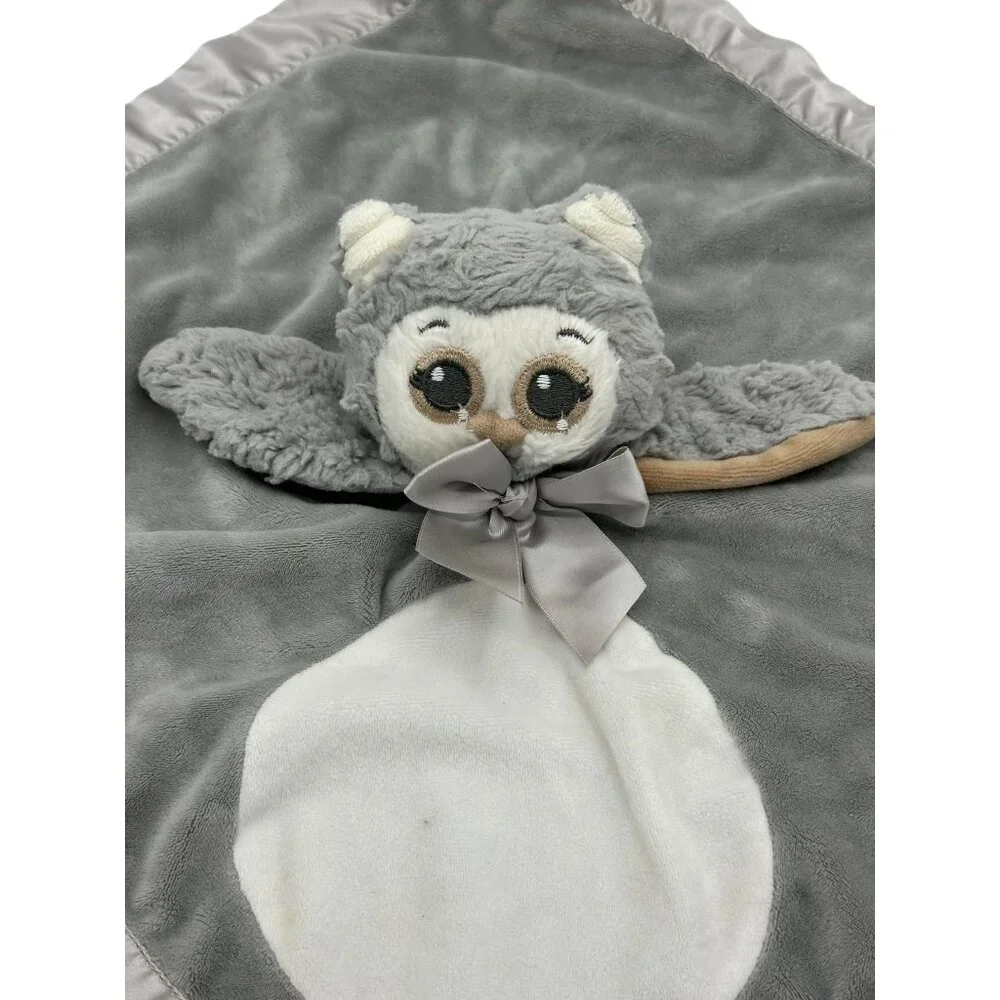 Bearington Baby‎ Collection Owl Lovey Security Blanket Soother Satin Trim
